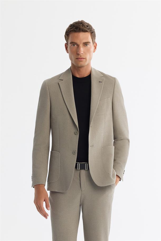 Vizon Mono Yaka Bi-Stretch Astarsız Blazer Ceket