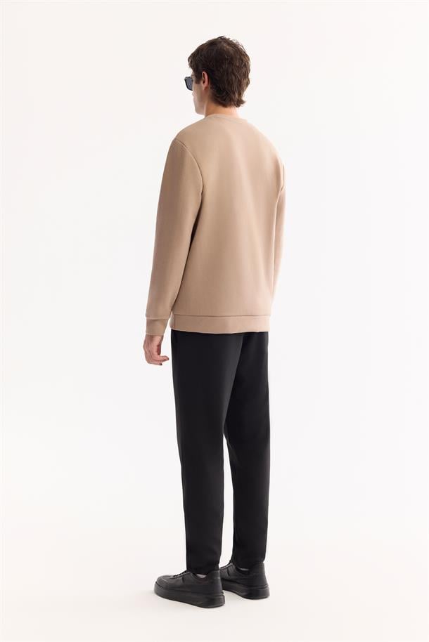 Vizon Bisiklet Yaka Kolay Ütülenen Bi-Stretch Baskılı Sweatshirt