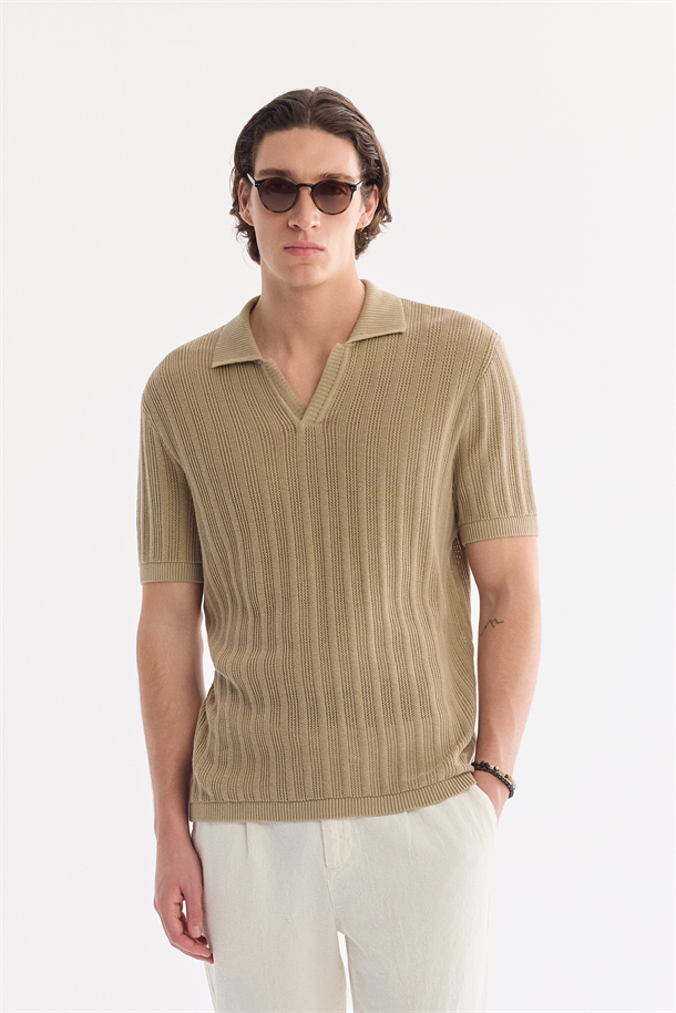 Vizon Polo Yaka %100 Pamuk Triko T-Shirt