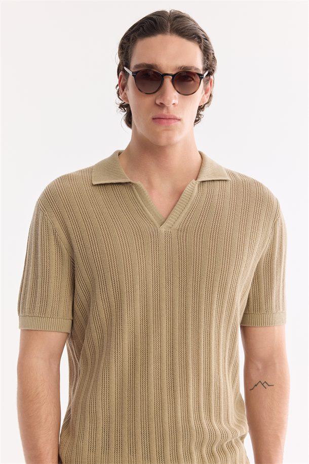 Vizon Polo Yaka %100 Pamuk Triko T-Shirt