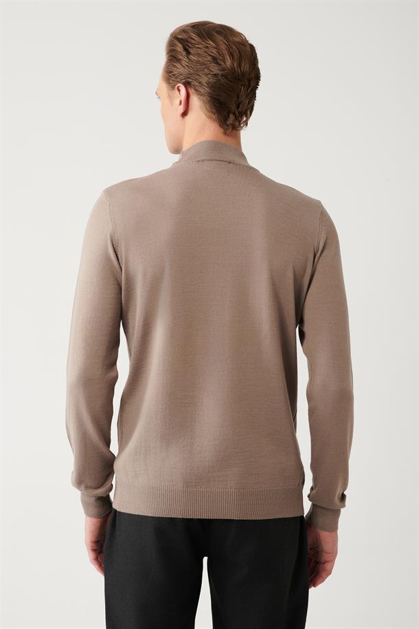 Vizon Yarım Balıkçı Yaka Yün Karışımlı Triko Kazak