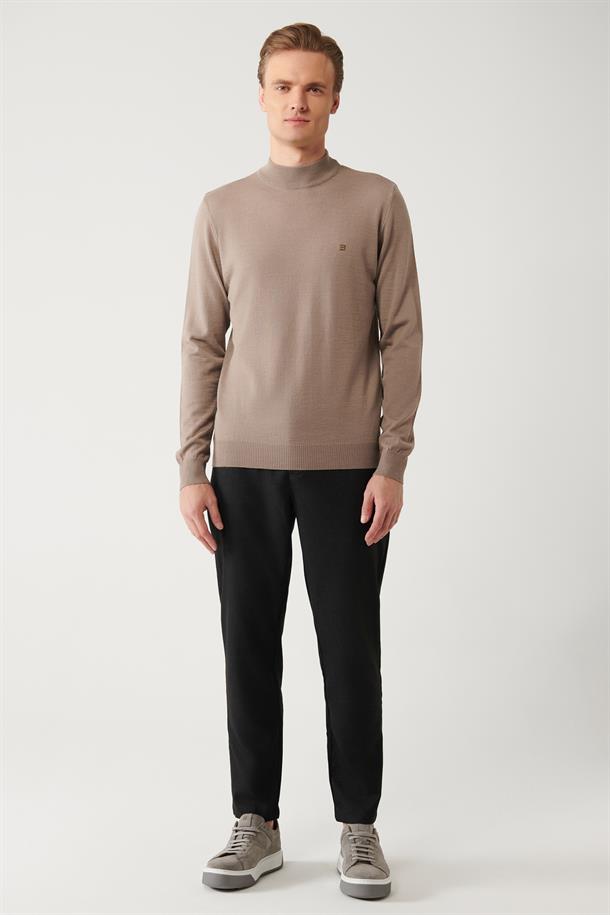 Vizon Yarım Balıkçı Yaka Yün Karışımlı Triko Kazak