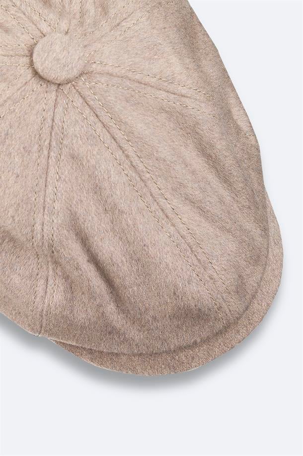 Vizon Yün Karışımlı Düğmeli Kasket Şapka