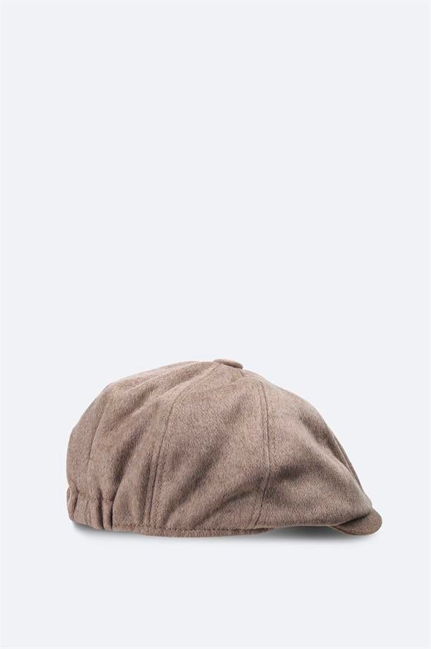 Vizon Yün Karışımlı Düğmeli Kasket Şapka