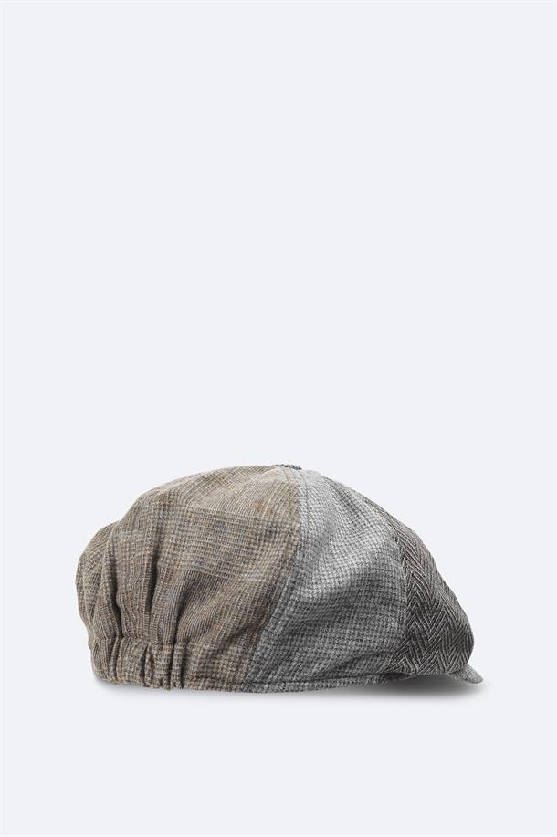Vizon Yün Karışımlı Ekose Desenli Kasket Şapka