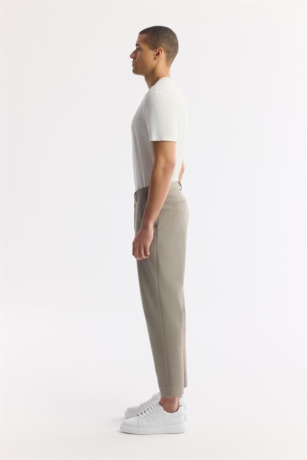 Yağ Yeşili Klasik Bel Pamuklu Jersey Pantolon