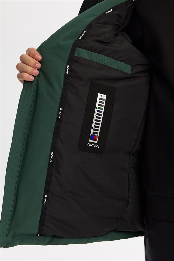 Green Hooded Goose Down Puffer Jacket