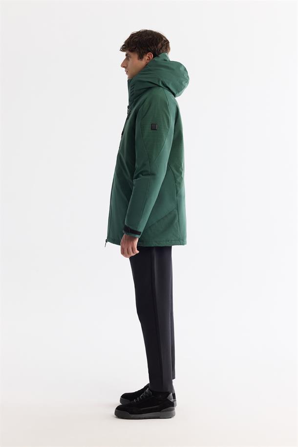 Green Hooded Goose Down Puffer Jacket