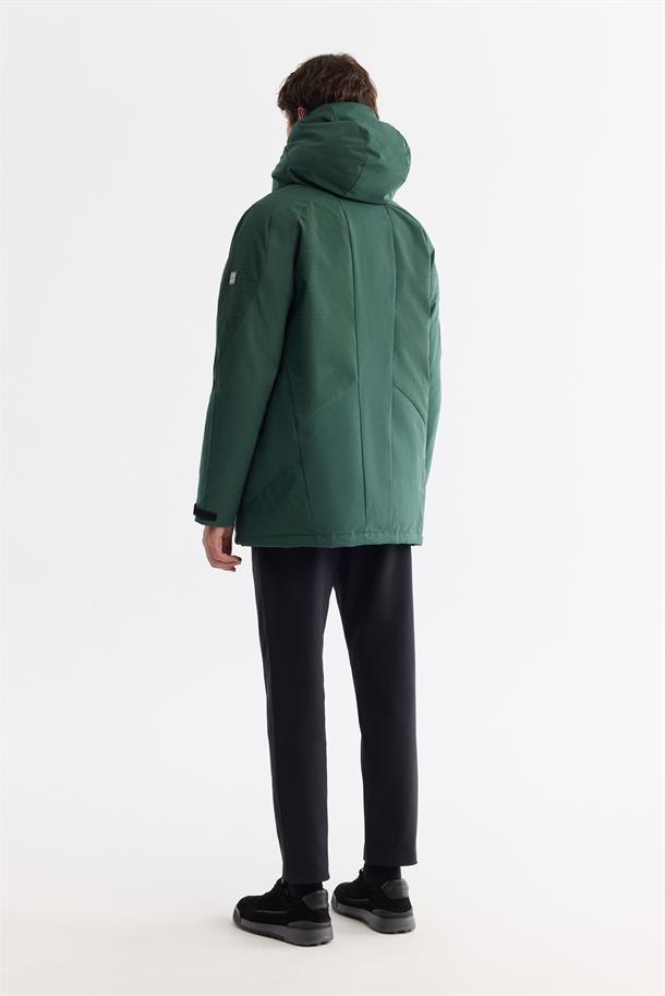 Green Hooded Goose Down Puffer Jacket