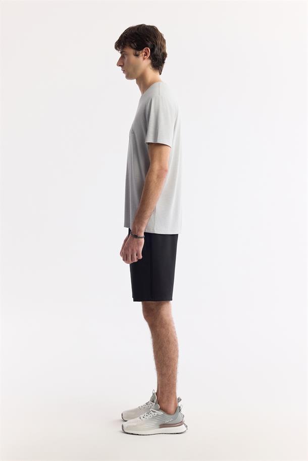 Açık Gri Bisiklet Yaka Baskılı Shoft Touch Flamlı T-Shirt