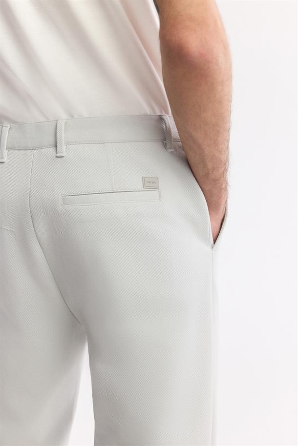 Açık Gri Klasik Bel Örme Diyagonal Pedasa Carrot Fit Pantolon