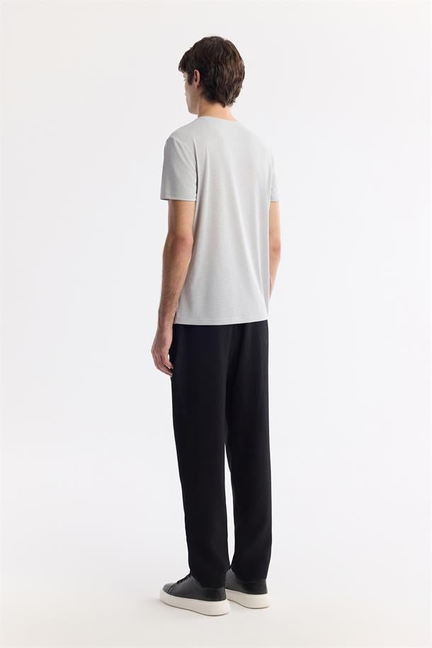 Açık Gri Soft Touch Bisiklet Yaka T-Shirt