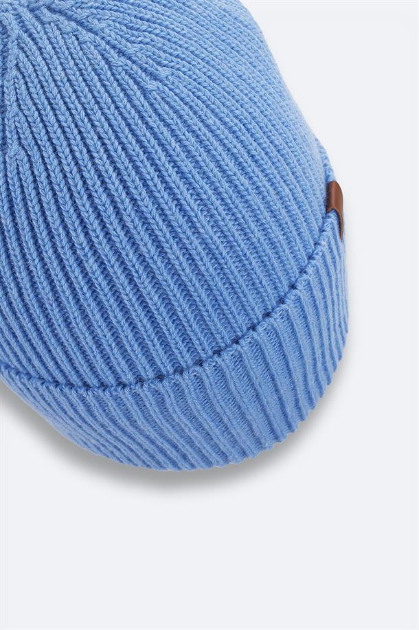 Light Blue Wool Blend Beanie