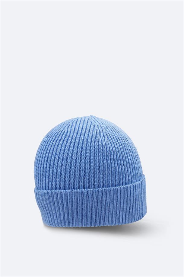 Light Blue Wool Blend Beanie