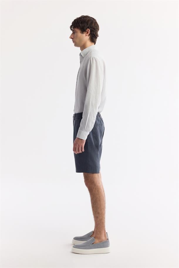 Antrasit Beli Lastikli %100 Keten Assos Relaxed Fit Şort