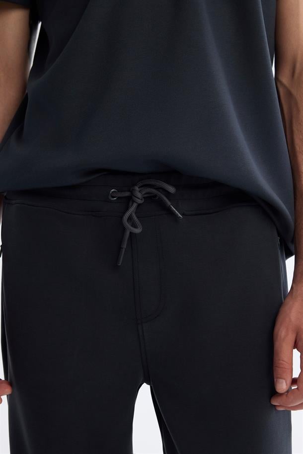 Antrasit Beli Lastikli Baskılı Jogger Eşofman Altı