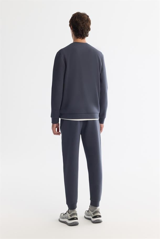 Antrasit Bisiklet Yaka Esnek Yumuşak Doku İnterlok Kumaş Sweatshirt