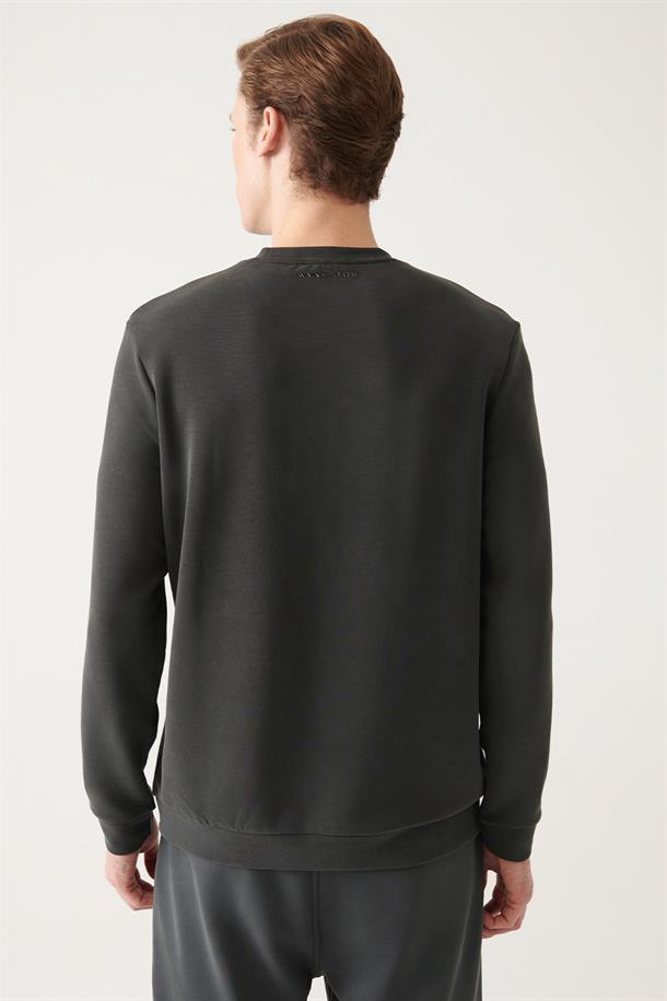 Antrasit Bisiklet Yaka Slim Fit Sweatshirt