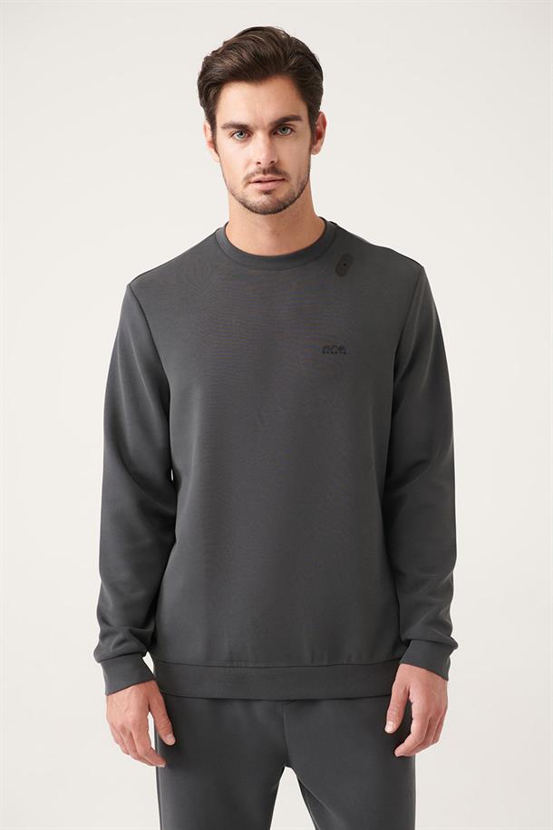 Antrasit Bisiklet Yaka Sweatshirt