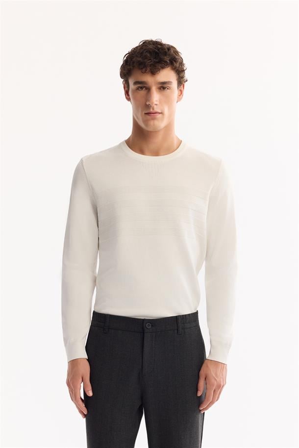 Antrasit Dokulu Yanı Lastikli Slim Fit Pantolon