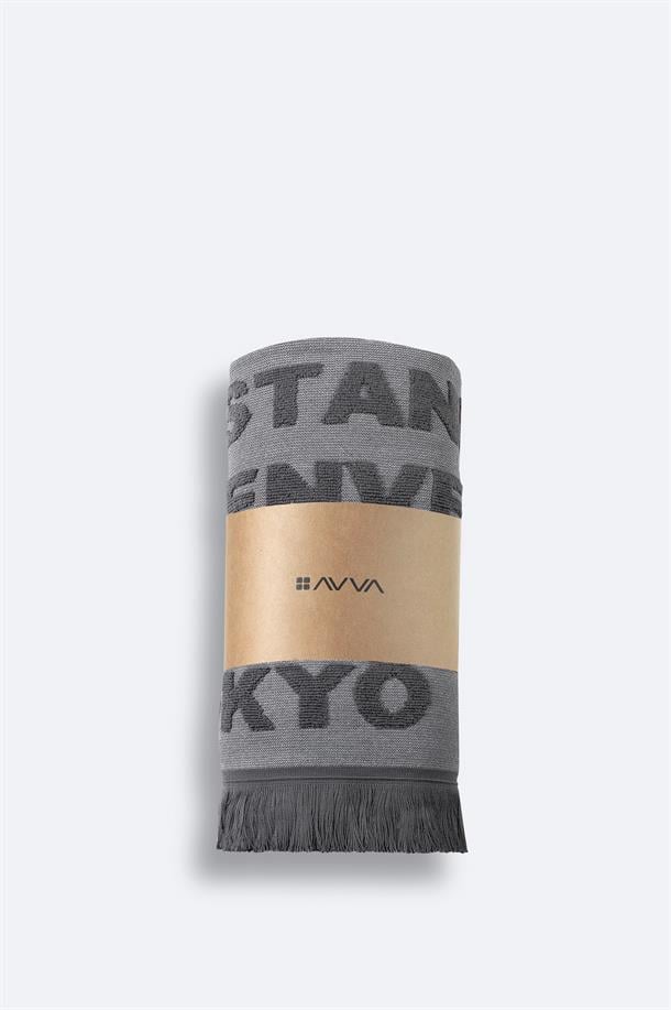 Anthracite Jacquard City Print Towel
