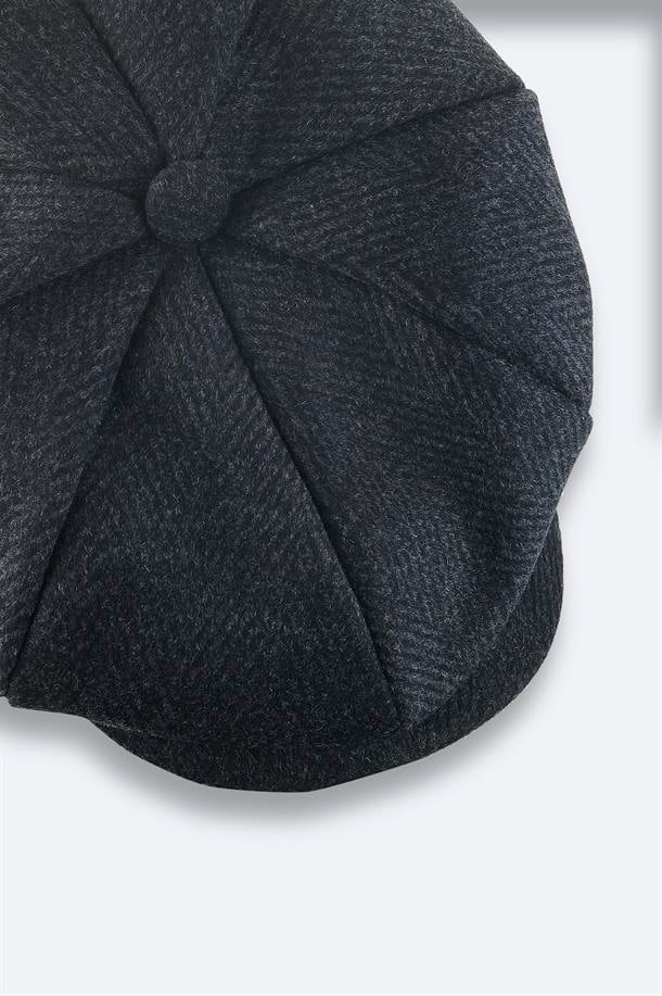 Anthracite Wool Blend Flat Cap