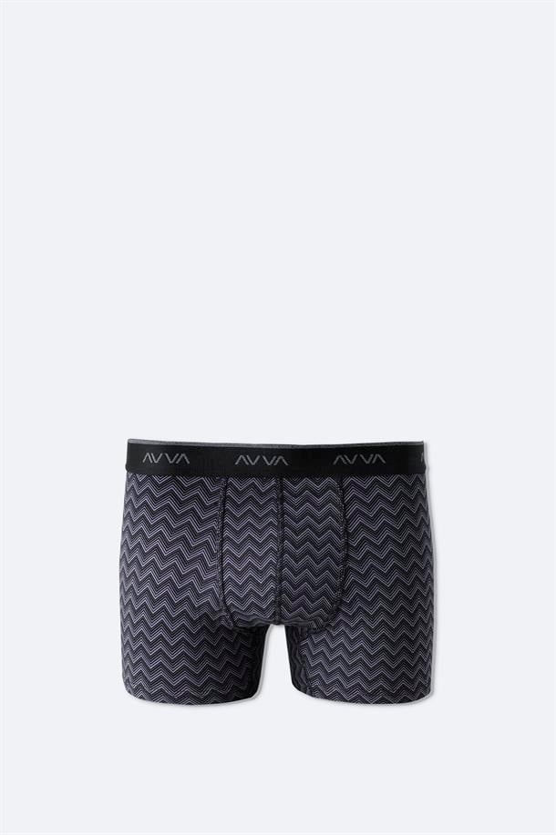 Antrasit Zigzag Desenli Tekli Boxer
