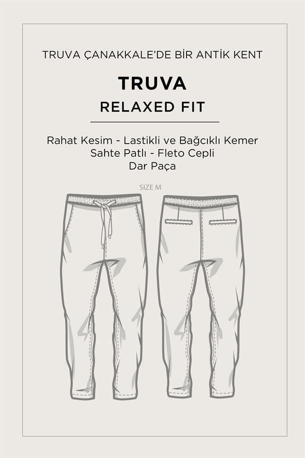 Bej Beli Lastikli Rahat Kesim Soft Touch Pantolon