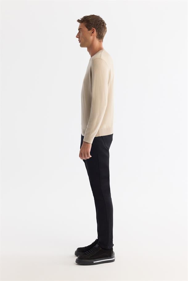 Beige Crew Neck Jumper