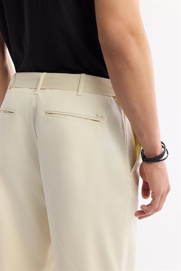 Bej Klasik Bel Ekstra Kemerli Sardes Baggy Fit Pantolon