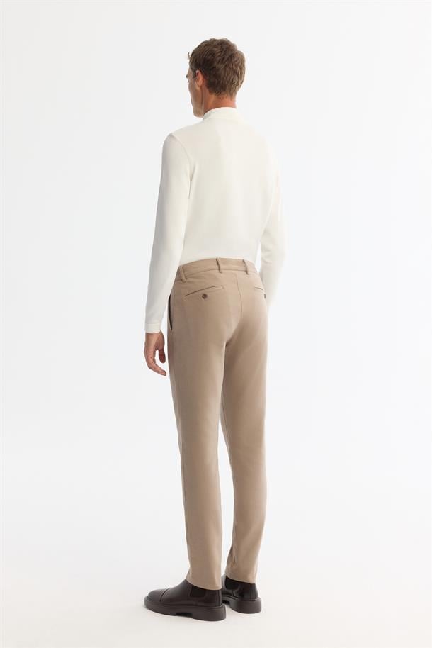 Bej Klasik Bel Slim Fit Chino Pantolon