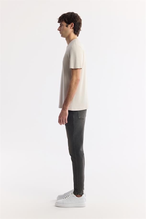Bej Soft Touch Bisiklet Yaka Düz Modal T-Shirt