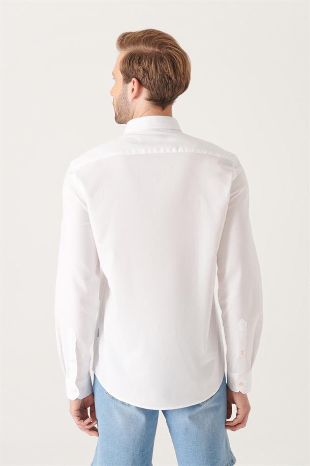 Beyaz Oxford %100 Pamuk Regular Fit Gömlek