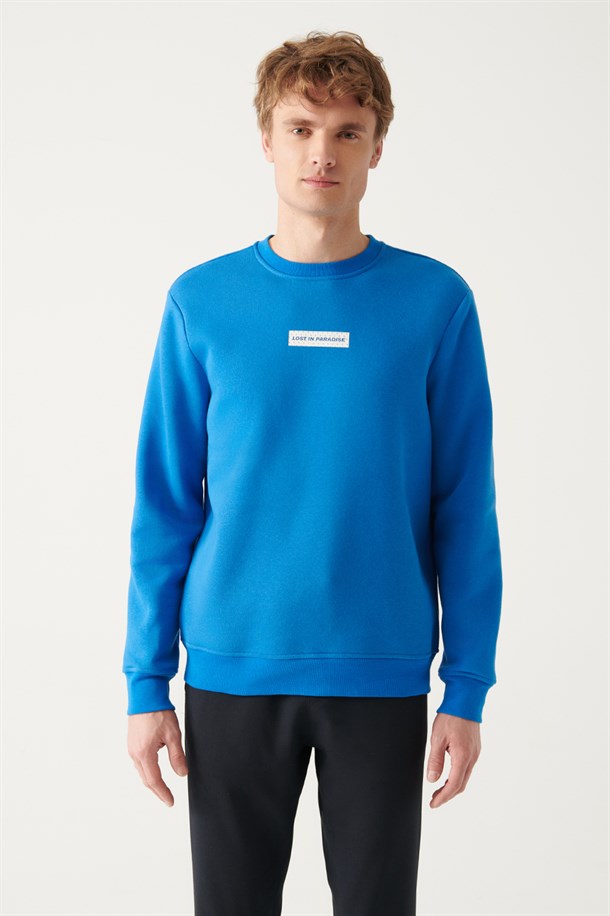 Bisiklet Yaka Baskılı Oversize  Sweatshirt