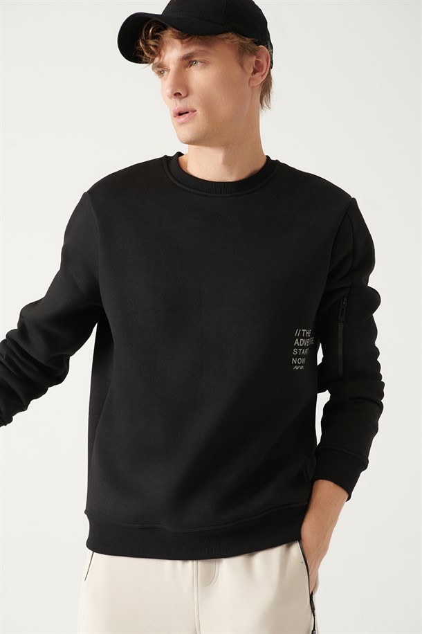 Bisiklet Yaka Baskılı Regular Fit  Sweatshirt