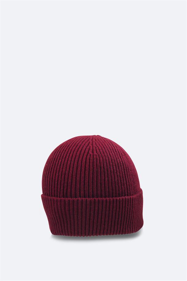 Burgundy Wool Blend Beanie