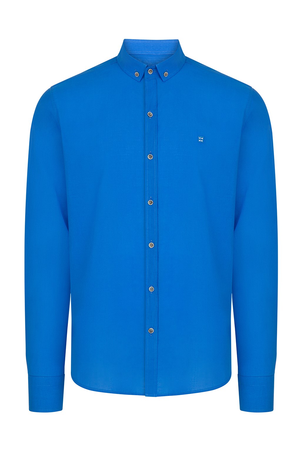 Koyu Mavi Düz Klasik Yaka Slim Fit Gömlek B002206-79 - AVVA