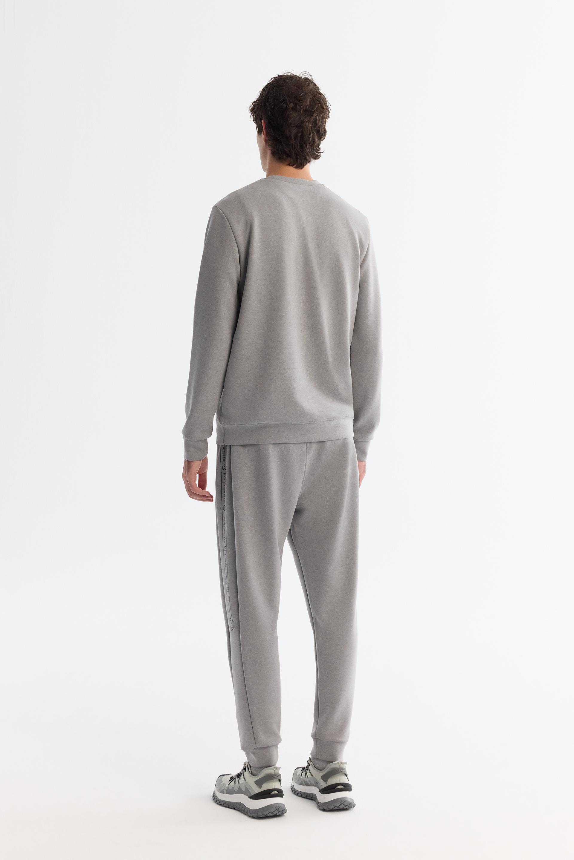 Gri Bisiklet Yaka Baskılı Soft Touch Sweatshirt | AVVA