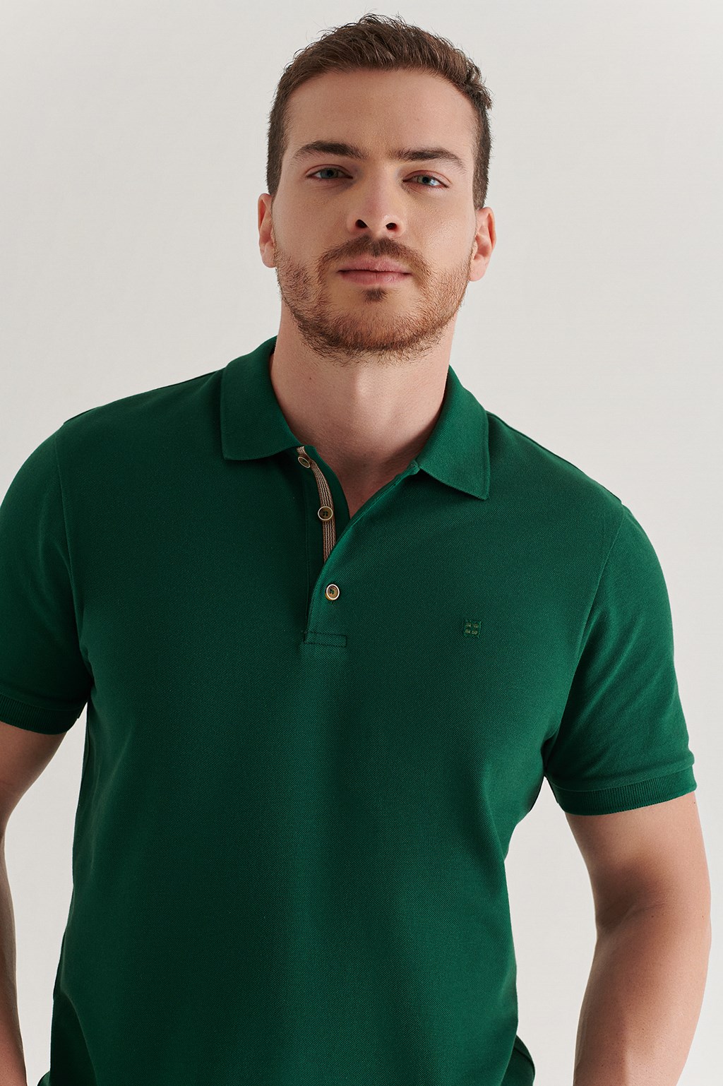 Yeşil Polo Yaka Düz T-Shirt A11B1174-12 - AVVA