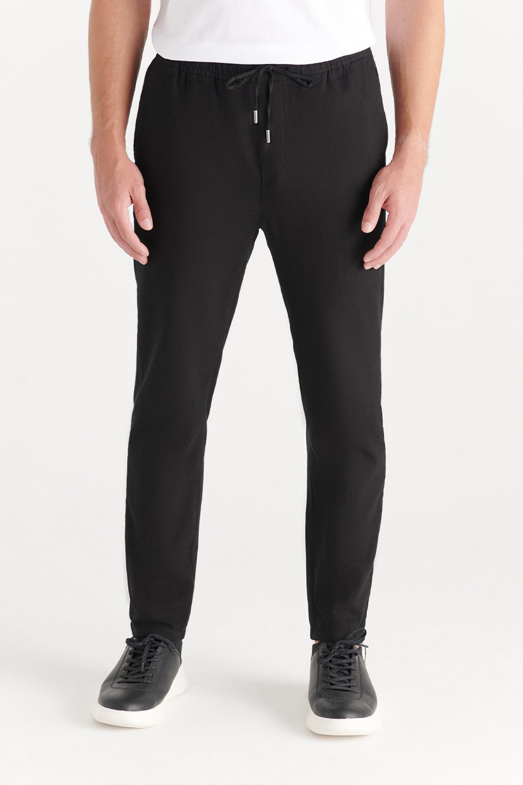 Siyah Yandan Cepli Beli Lastikli Düz Relaxed Fit Pantolon A11Y3052-03 - AVVA