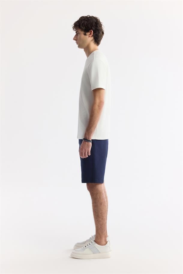 Ekru Bisiklet Yaka Puff Print T-Shirt
