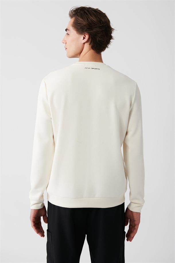 Ekru Bisiklet Yaka Sweatshirt