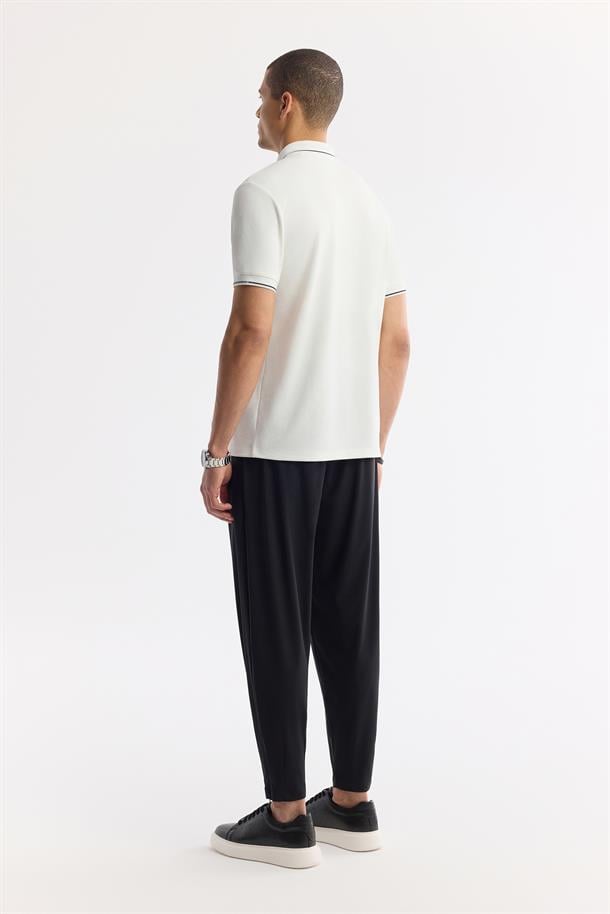 Ecru Polo Collar T-Shirt