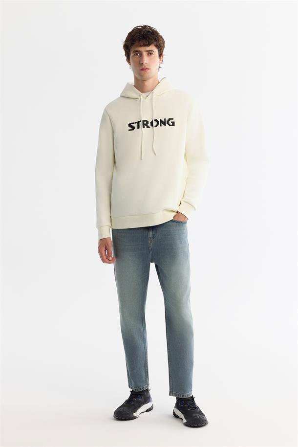 Ekru Kapüşonlu Sweatshirt