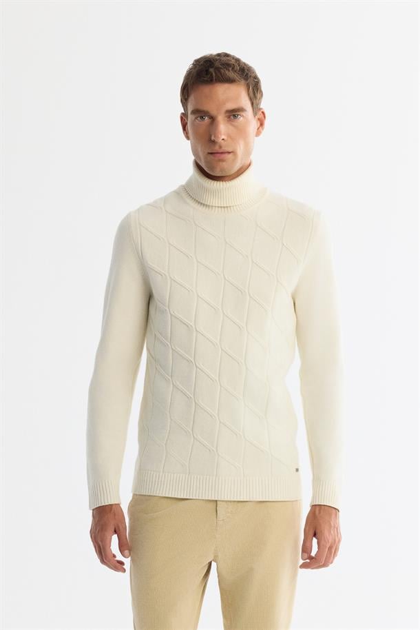 Ecru Roll Neck Jumper