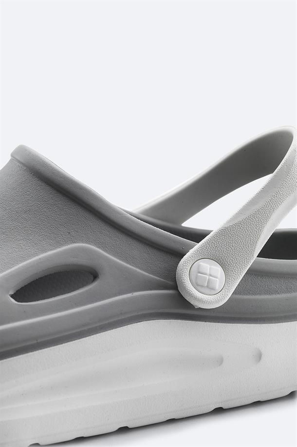 Grey-White Eva Slides