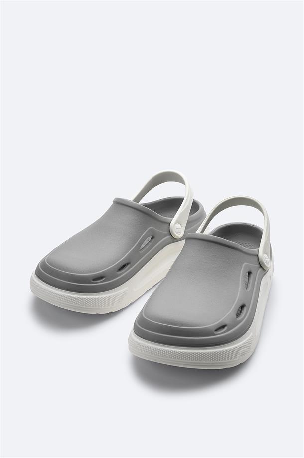 Grey-White Eva Slides