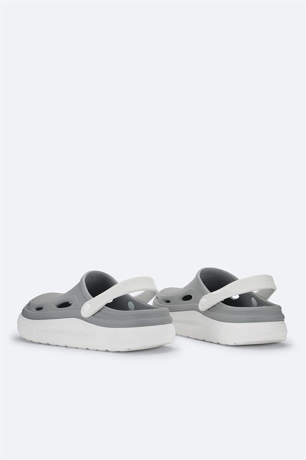 Grey-White Eva Slides