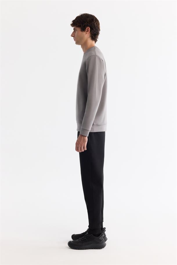 Gri Bisiklet Yaka Sweatshirt