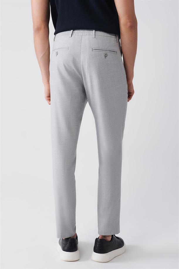 Gri Esnek Beli Lastikli Lightweight Relaxed Fit Pantolon